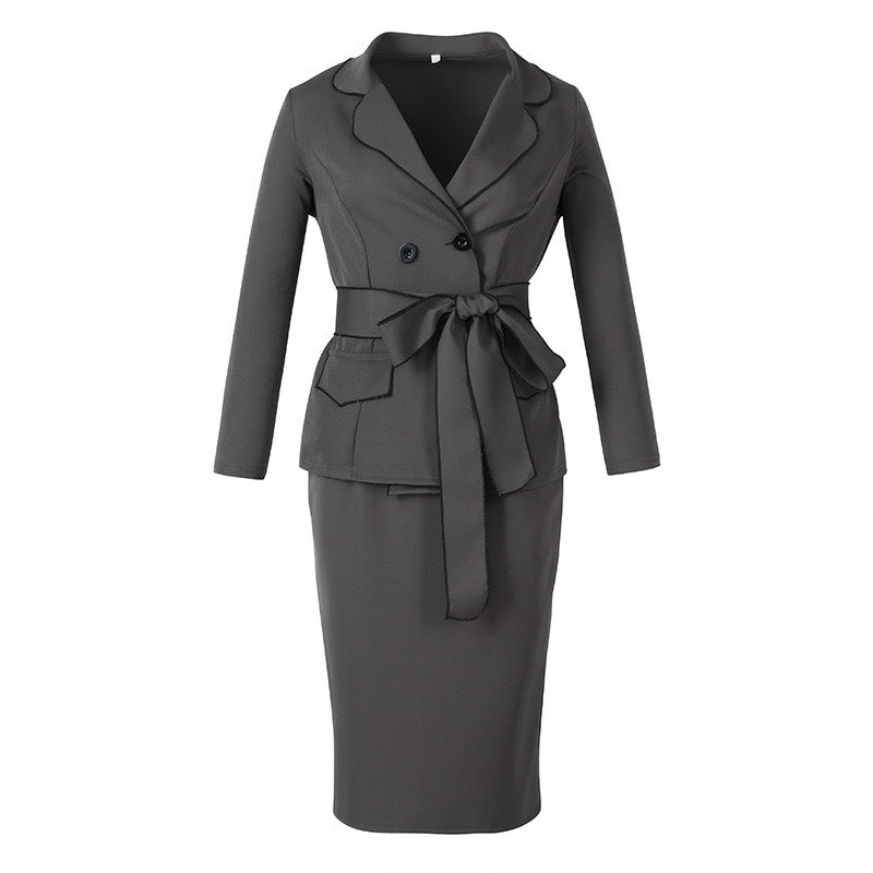 Office Lady Work Blazer Skirt Suits Two Pieces OL Sets