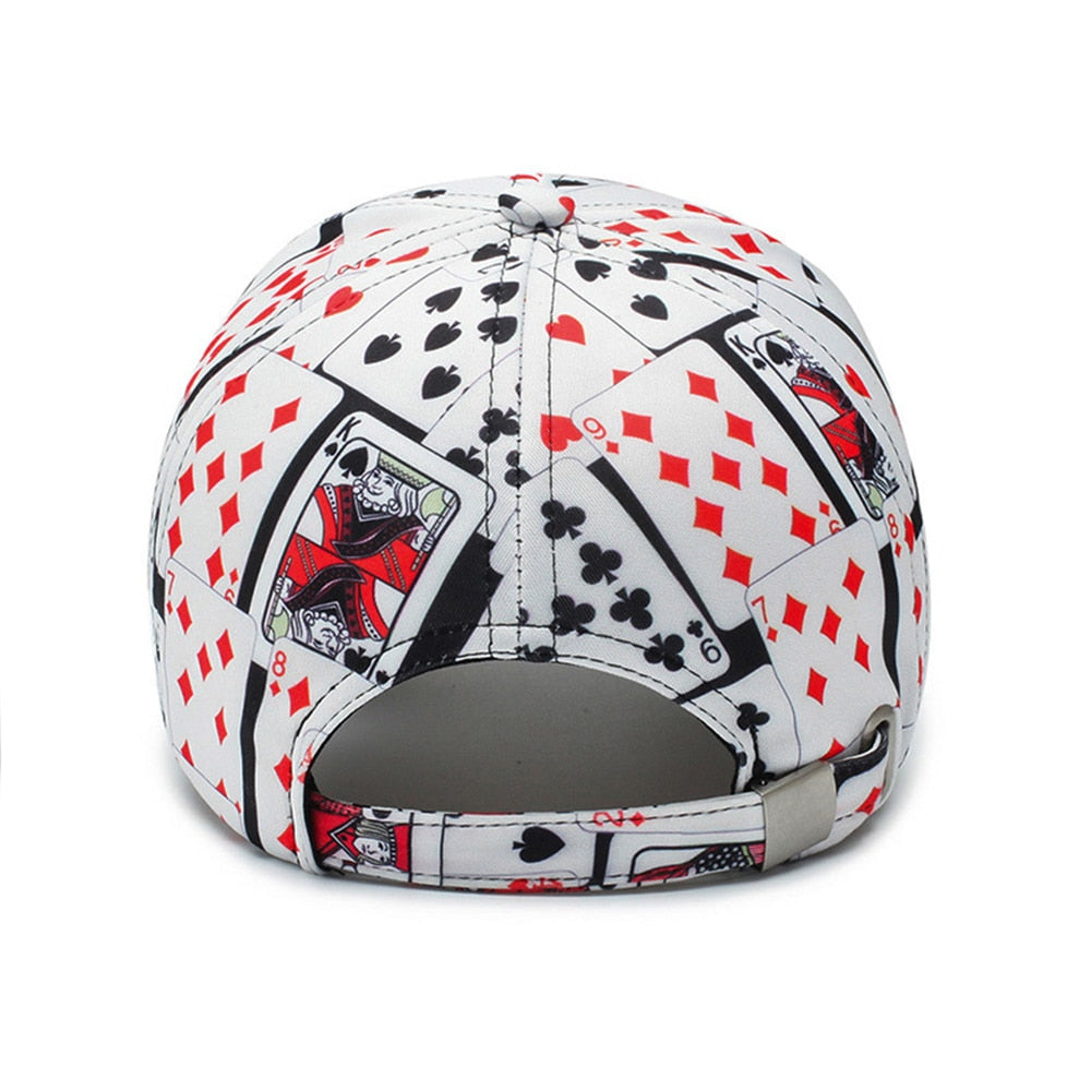 FS 2022 Vintage White Poker Print Baseball Caps For Men Women Brand Snapback Designer Cap Streetwear Bone Trucker Hat Casquette