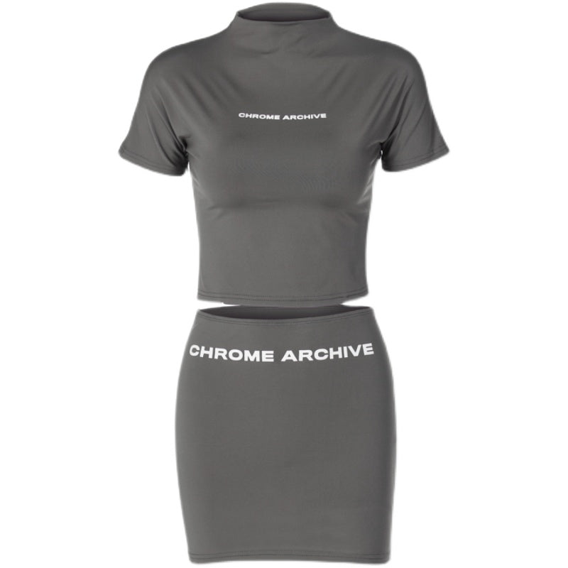 Shemoda Europe and America Tight High Waist Crop-Top Short Sleeve T-shirt