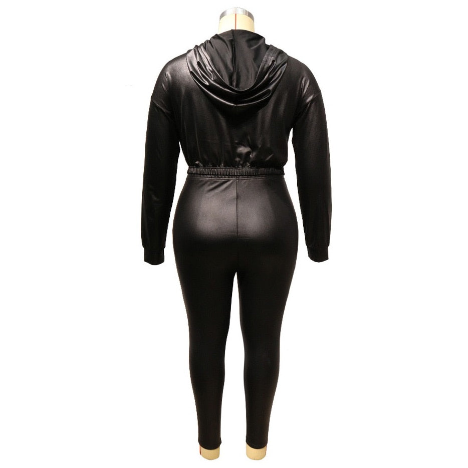 Women Elegant Pu Leather Jumpsuits & Rompers High Waisted Single Breasted Tassel Turn Down Collar Luxury Evening Night Club Hot