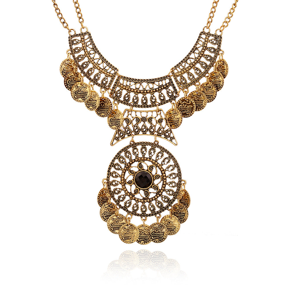 Fashion Alloy Luxury Coin Necklace Royal Gem