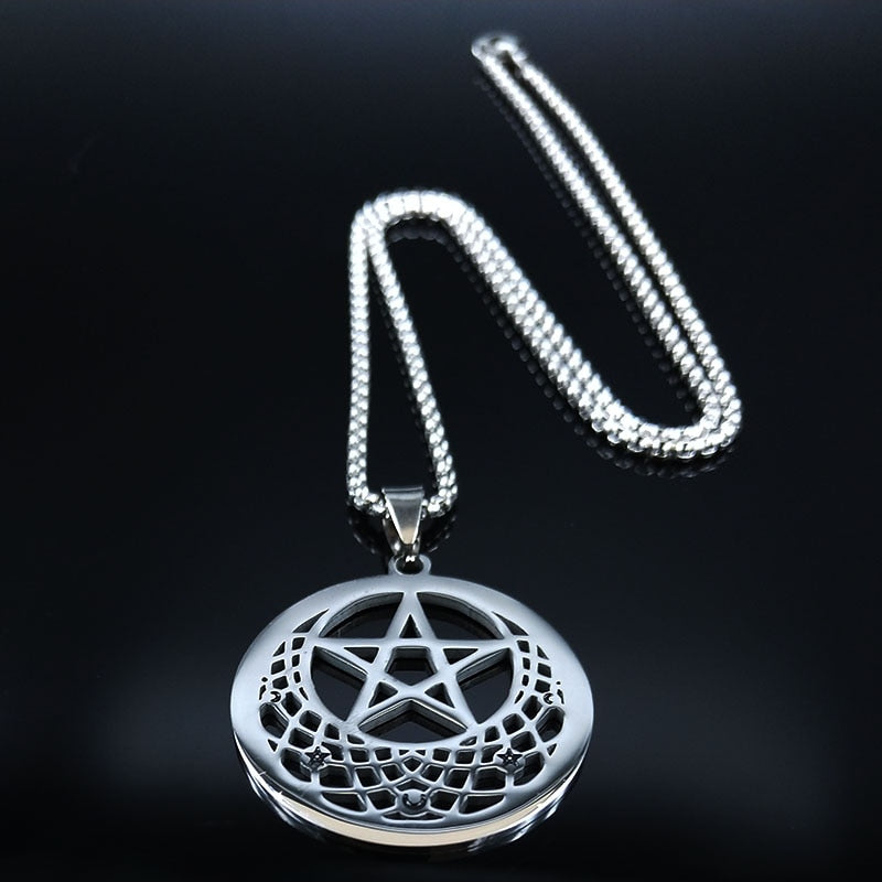 Seven Archangels Amulet Stainless Steel Necklaces Men Seal of Solomon Talisman Necklace Protection Jewelry collar hombre N1162S2
