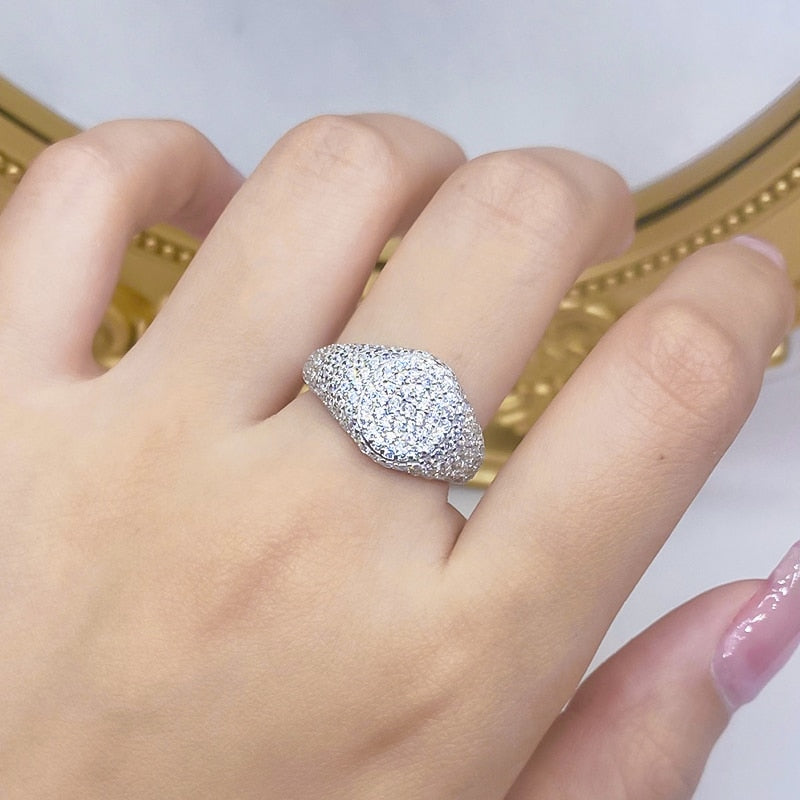 New Full Diamond Laminated Cross Ring Female S925 Sterling Silver Index Finger Ring Punk Niche Ring Fine Jewelry for Women Men