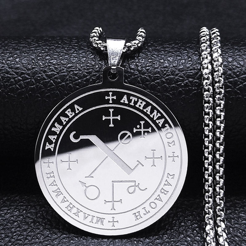 Seven Archangels Amulet Stainless Steel Necklaces Men Seal of Solomon Talisman Necklace Protection Jewelry collar hombre N1162S2