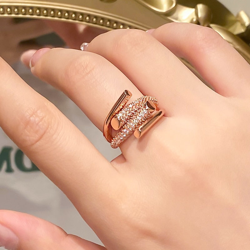 New Full Diamond Laminated Cross Ring Female S925 Sterling Silver Index Finger Ring Punk Niche Ring Fine Jewelry for Women Men