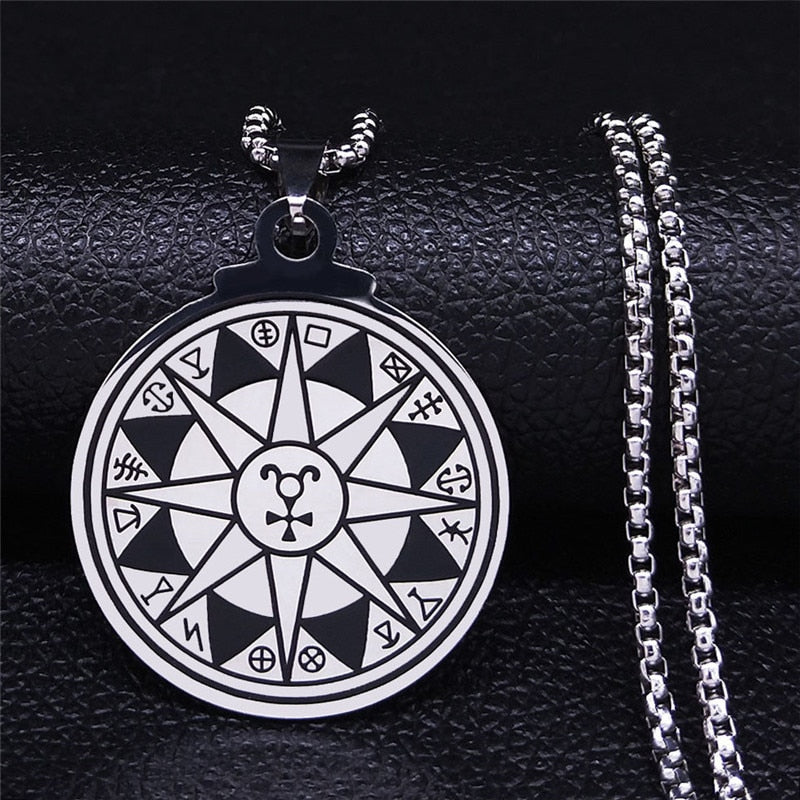 Seven Archangels Amulet Stainless Steel Necklaces Men Seal of Solomon Talisman Necklace Protection Jewelry collar hombre N1162S2